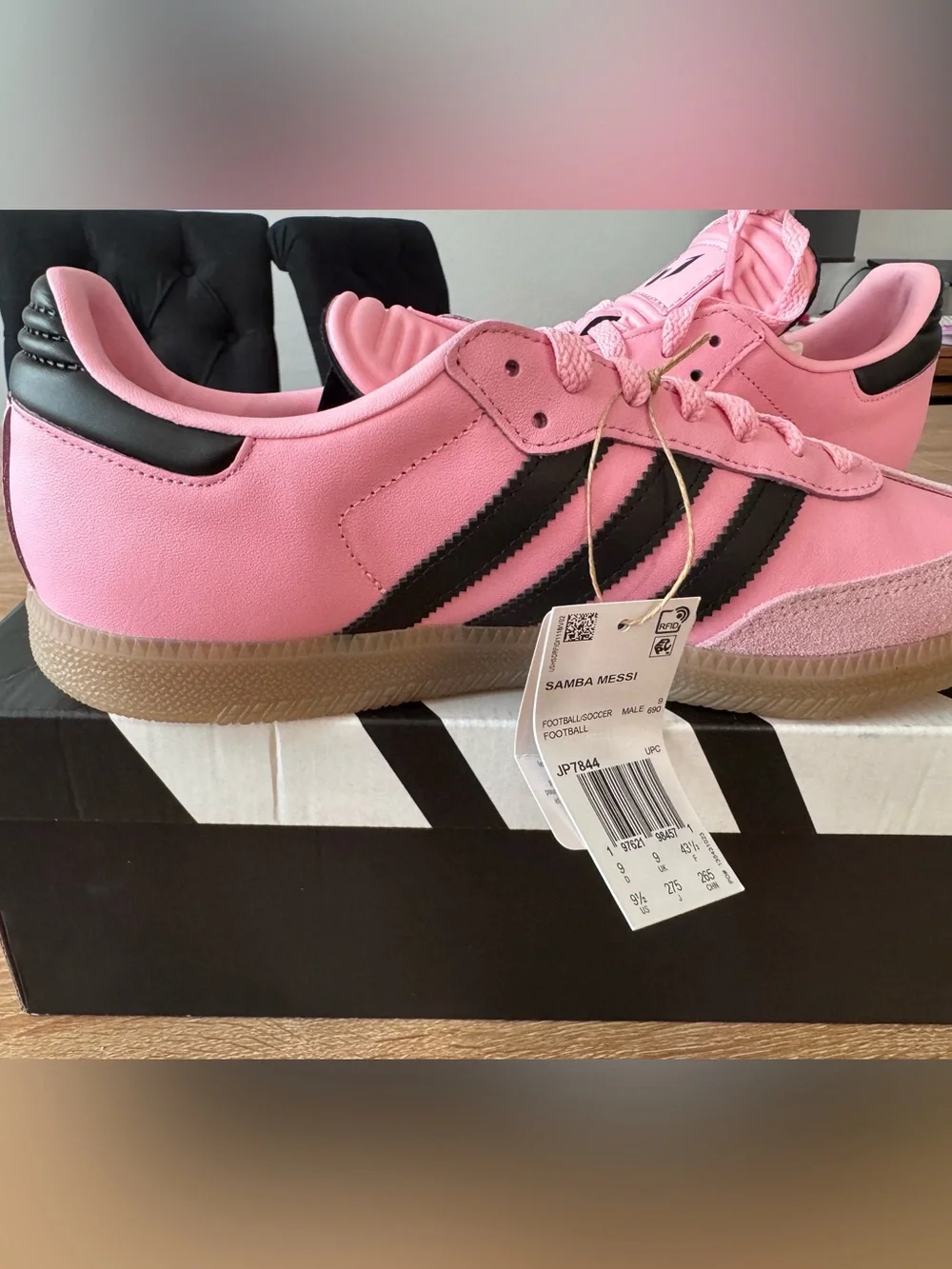 adidas Mens Pink & Black Messi Samba Style Sneakers NWT